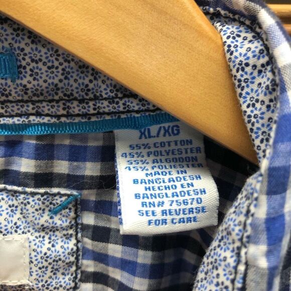 Michael Brandon Extra Large (XL) Blue and Black Plaid Long Sleeve Button - Picture 4 of 4